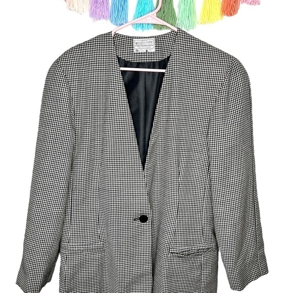 Vintage Pendleton Virgin Wool Herringbone Business Career Button Front Blazer - Picture 3 of 15